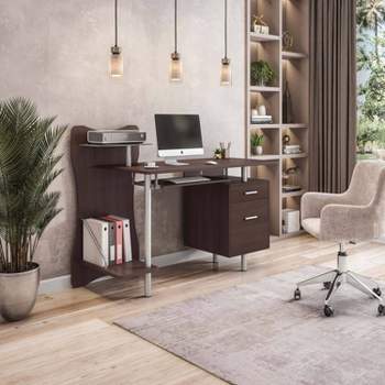 Stylish Computer Desk with Storage Brown - Techni Mobili