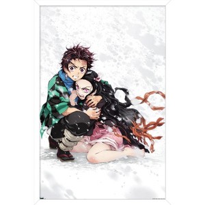 Trends International Demon Slayer - Tanjiro & Nezuko Snow Framed Wall Poster Prints - 1 of 4