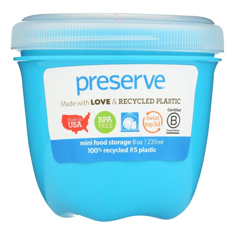 Preserve Food Storage Container - Round - Mini - .Aqua - 8 oz - 1 Count - Case of 12, 1 of 2