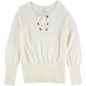 bar III Womens Ribbed Lace-Up Knit Sweater - 1 of 2