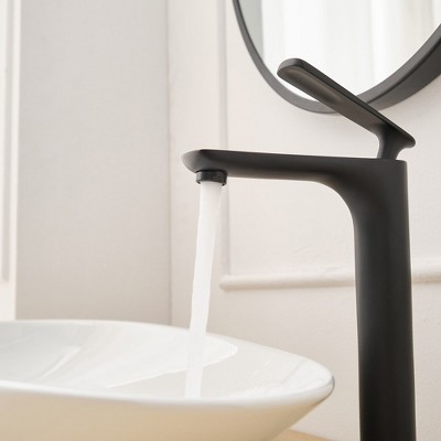 Matte Black Single Handle High Arc Vessel Sink Faucet