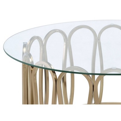 Gold and Glass Round Contemporary Coffee Table