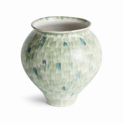 Plum & Post Brosse Grande Vase Small - Hand Painted - Green/Blue