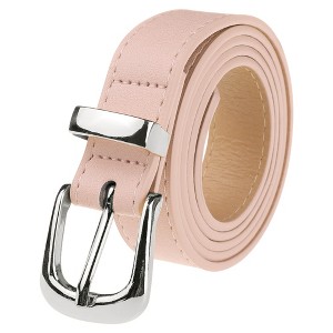 INSPIRE CHIC Women Faux Leather Gold/Silver Buckle Belt 0.9" Waist Belts for Jeans Pants Dresses - 1 of 4