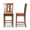 Baxton Studio 2pc Fenton Wood Counter Height Barstools Set Walnut/Brown: Upholstered Polyester, Oval Shape - 3 of 4