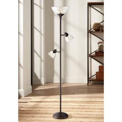 Adjustable Bronze Torchiere Floor Lamp with Multi-Head Design