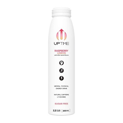 UPTIME Raspberry Lemon Sugar Free Energy Drink - 12 fl oz Bottle