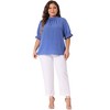Agnes Orinda Women's Plus Size Work Office Pleated Mock Neck Flounce Sleeve Blouse - 3 of 4