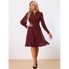 Allegra K Women's Metallic Star Split Neck Button-Up Smocked Chiffon Dresses - 4 of 4