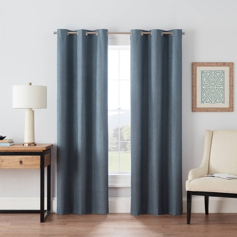 1PC New 2-TONE Window Curtain Grommet Panel Lined Blackout EID NAVY BLUE TAUPE 