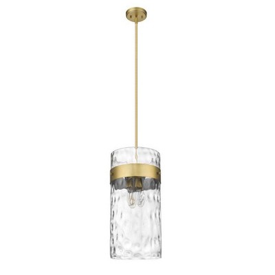 Fontaine Transitional Indoor/Outdoor Rubbed Brass and Glass Pendant