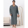 Lars Amadeus Men's Solid Color Side Split Hooded Long Night Gown with Pocket - 2 of 4