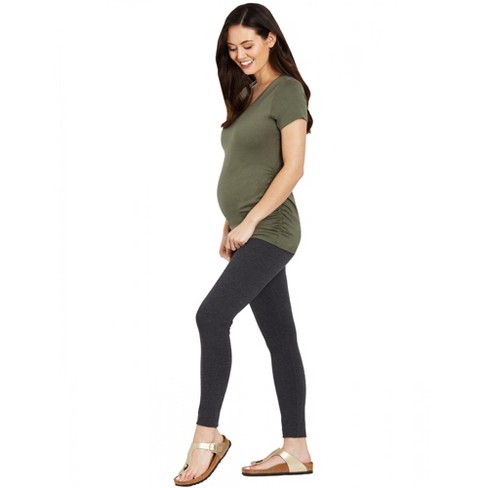 Essential Stretch Secret Fit Belly Heathered Maternity Leggings - Heather  Charcoal, L | Motherhood Maternity