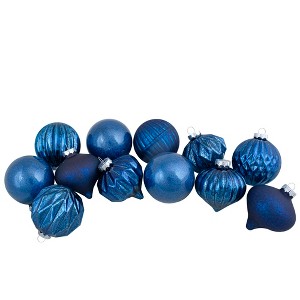 Northlight Finial and Glass Ball Christmas Ornaments - 3.25" - Royal Blue - Set of 12 - 1 of 4