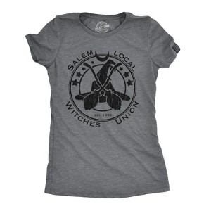 Womens Salem Local Witches Union T Shirt Funny Halloween Witch Tee - Crazy Dog Women's T Shirt - 1 of 4