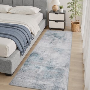 MontVoo Soft Abstract Washable Area Rug Gray Teal - 1 of 4