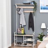 HOMCOM 3-in-1Hall Tree Entryway Coat Rack Shoe Bench with 9 Hanging Hooks, 3-Tier Storage Shelves, Multifunctional Hallway Organizer - 2 of 4
