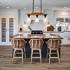 BAOURE 3-Light Farmhouse Wood Chandelier - 19.69" Rustic Rectangular Pendant Light - Black with Seed Glass Shades for Kitchen Islands & Dining - 2 of 4