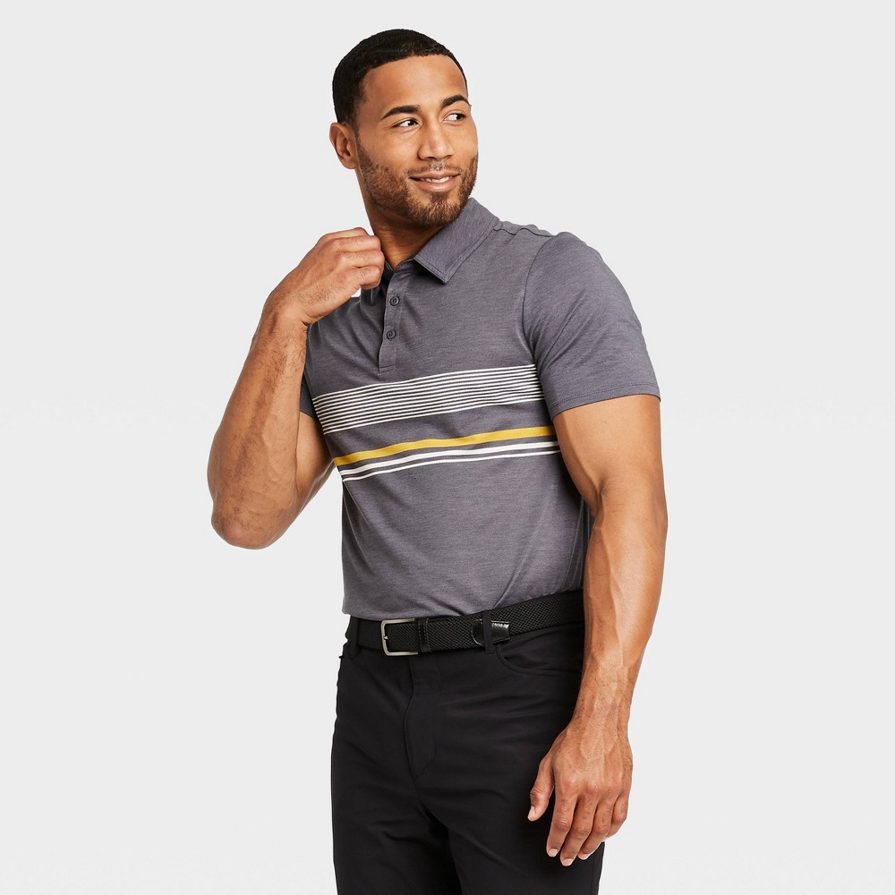 Men's Chest Stripe Golf Polo Shirt - All in Motion Gray Heather S, Gray Grey was $24.0 now $12.0 (50.0% off)