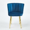 Blue 2-piece set of modern dining chairs with comfortable velvet backrests - 3 of 4