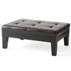 CAVINAS Ottoman Bench with Hidden Storage Drawer, Leather Upholstery Ottoman, Oversized Ottoman with Slide-Out Drawer & Tapered Hardwood Legs - 3 of 4