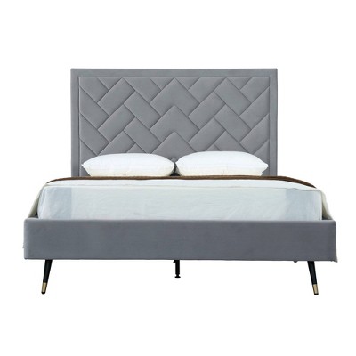 Manhattan Comfort Crosby Modern Velvet Upholstered Bed