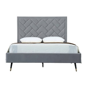 Manhattan Comfort Crosby Modern Velvet Upholstered Bed - 1 of 4