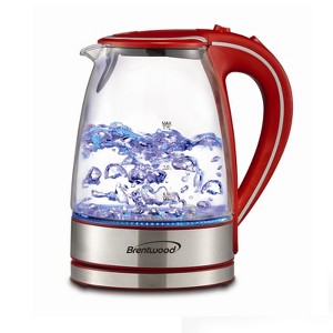 Brentwood Tempered Glass Tea Kettles, 1.7-Liter, Red - 1 of 4