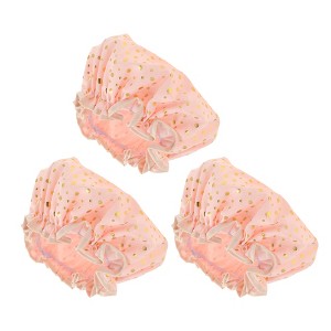 Unique Bargains Reusable Dots Double Layer Shower Cap 3 Pcs - 1 of 4