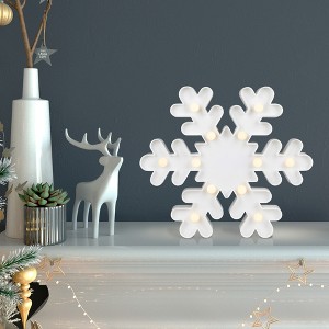Northlight LED Lighted Snowflake Marquee Christmas Wall Art - 9.5"  - White - 1 of 4