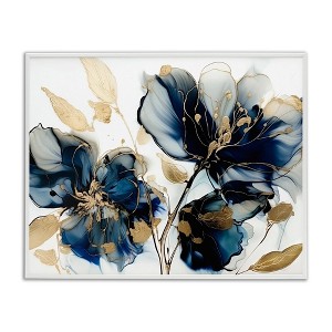 Stupell Industries Blue Swirling Modern Flowers Framed Giclee Art - 1 of 4