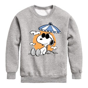 Boys' - Peanuts - Snoopy's Beach Day Graphic Long Sleeve Fleece Sweatshirt - 1 of 4