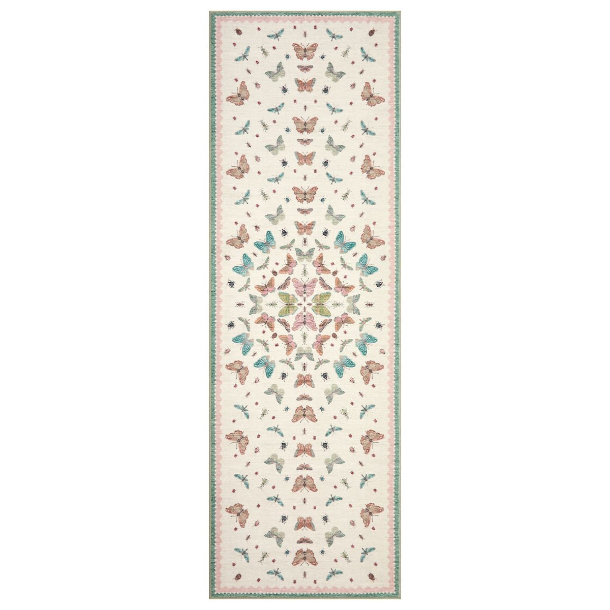 Machine Washable Butterfly Insect Print Area Rug, Non-Slip TPR Backing, Soft Polyester Low-Profile Rug for Living Room Bedroom - thumbnail 5