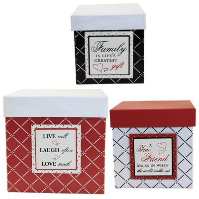 Home Decor 7.75" Red White & Black Nesting Boxes Decorative Storage  -  Decorative Container Sets