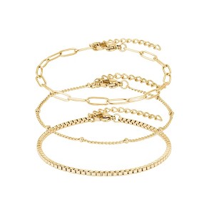 Adornia Tarnish Resistant 18k Gold Plated 3-Chain Bracelet Set - 1 of 4