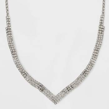 Chevron Stone Necklace - Silver