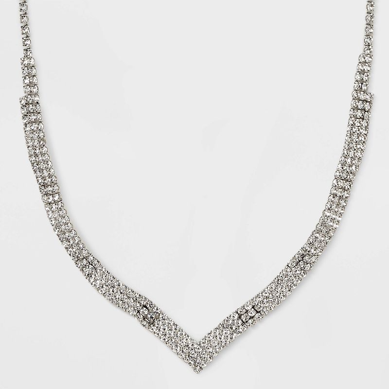 Chevron Stone Necklace - Silver, 1 of 5