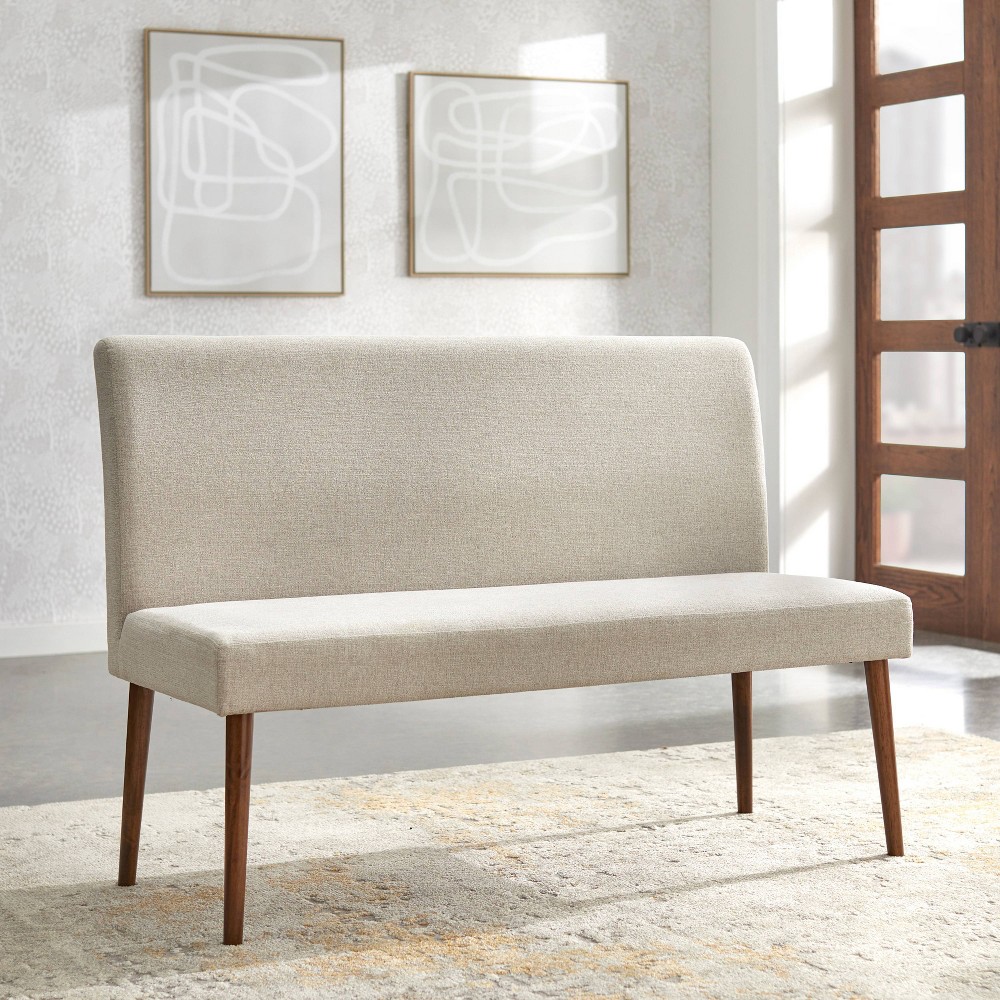 Buylateral Ripton Mid Century Modern Upholstered Dining Bench Cream: Mid-Century Modern, Upholstered, 2-Seater Dining Sofa