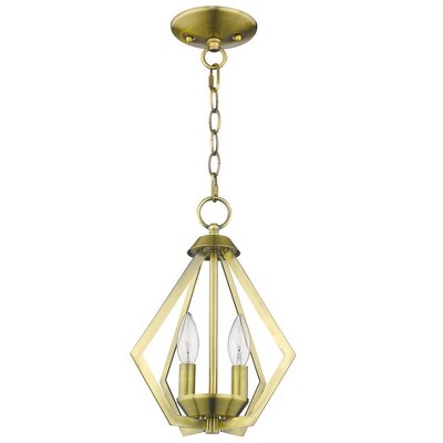 Mini Geometric Brass Pendant Light with Steel Frame