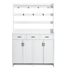 Modern Decorative Storage Cabinets,Storage Cabinet For Shoes,With Four-Door,Coat Rack,3 Drawers,8 Shelves,Metal Hooks And Handles-Cuddlewood - 4 of 4