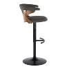 LumiSource Set of 2 Gardenia Adjustable Barstools Black Metal/Walnut Wood/Charcoal Fabric - 3 of 4