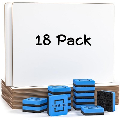 SCRIBBLEDO Small White Board Dry Erase 9"x12" Boards 18-Pack, Erasers Included