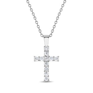 Girls' CZ Cross Sterling Silver Necklace - In Season Jewelry - 1 of 4