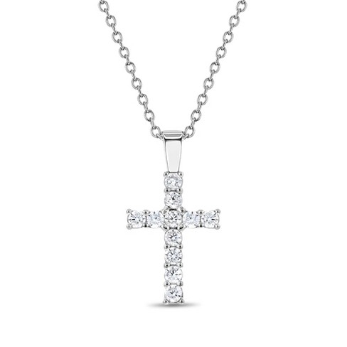 Girls' Cz Cross Sterling Silver Necklace - In Season Jewelry : Target