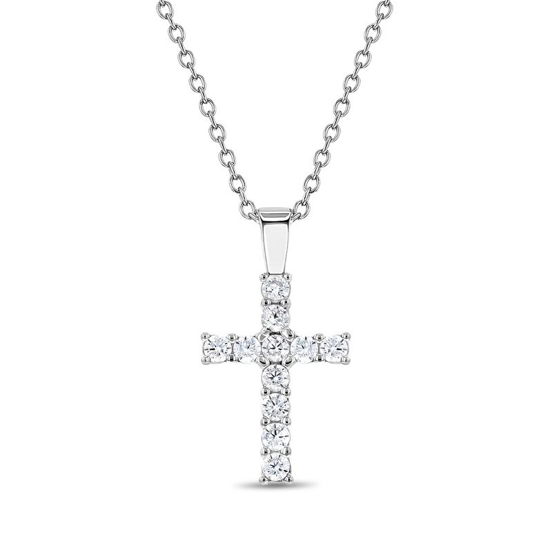 Girls' CZ Cross Sterling Silver Necklace - In Season Jewelry, 1 of 7