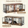 MaseiKar MaseiKar 71 Inch Double Dog Crates Furniture for Large Dogs, Heavy Duty Dog Kennel Indoor with Adjustable Divider and 4 Bowls, TV Stand Table - 2 of 4