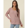 Seta T Women's V Neck Waffle Knit Long Sleeve Casual Tunic Blouses - 2 of 4