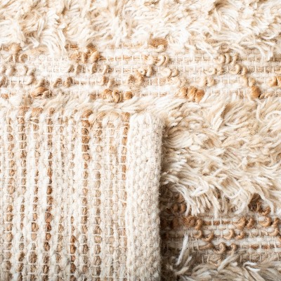 Ivory and Beige Flat Woven Wool Area Rug, 3' x 5'