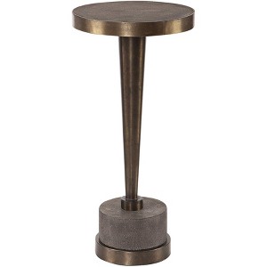 Uttermost Industrial Oxidized Bronze Round Drink Table 10 1/2" Wide Brown Gray Living Room Bedroom Bedside Entryway House Office - 1 of 1