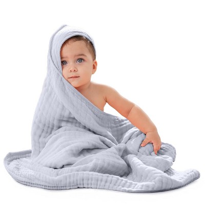 Hooded Baby Towels - 6 Layer, 100% Muslin Cotton - Large 32 x 32 Inch By Comfy Cubs